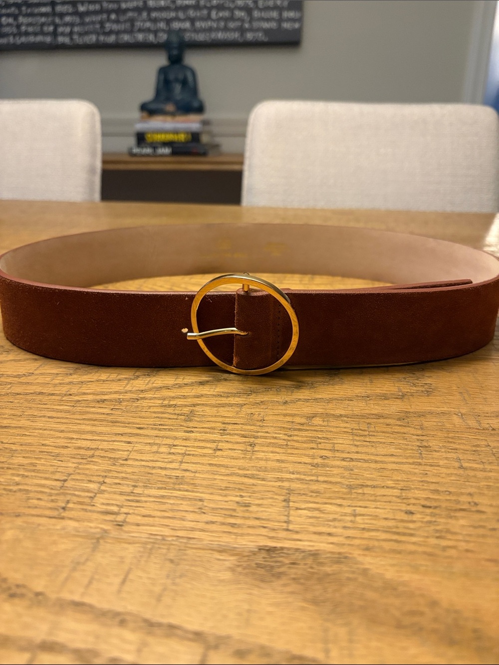 B-Low the Belt Rust Brown Suede Belt with Gold Round Buckle